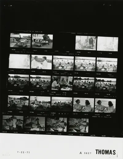 Cruise and dinner aboard USS Sequoia for bipartisan congressional leaders and their spouses, 22 July 1975. Contact sheet of White House roll A5627, photographed by Thomas. Frames: 4-5, 7-9, 10, 11-15, 16, 17-21, 22-23, 24-27.