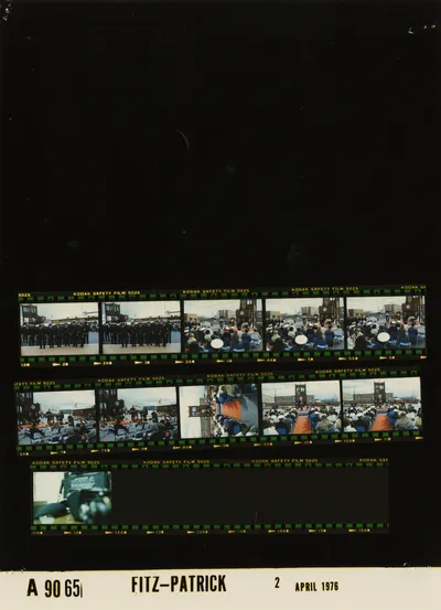 USS Sequoia change of command ceremony, 2 April 1976. Contact sheet of White House roll A9065, photographed by Fitz-Patrick. Frames: 2-11.