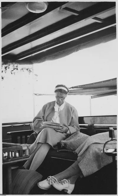 Eleanor Roosevelt on USS Sequoia, 1935.